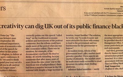 Paul Temperton’s letter to the Financial Times on the UK Black Hole and the government bond market.